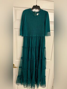 PKC Collection Emerald Green Smocked Dress